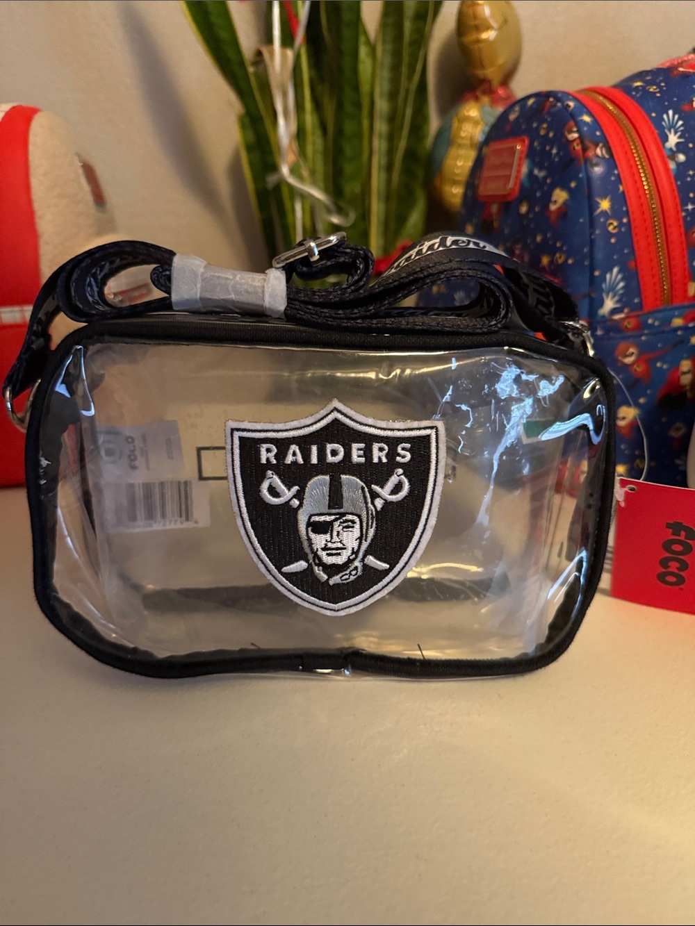 Raiders Clear Crossbody Bag with Black Trim